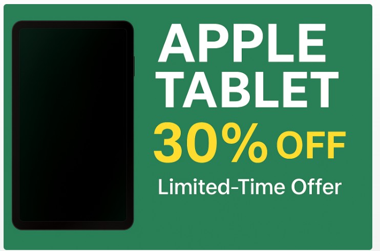 Only 20 mins left – 30% OFF Tablets!